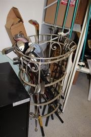Plant Stand and Golf Clubs