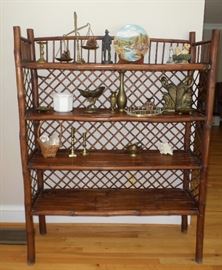 Rattan Shelf & decorative brass 