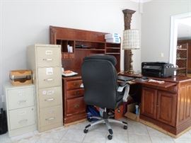 Nice Large Home Office Desk Set & several filing cabinets