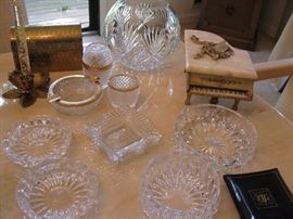 crystal ashtrays- bowls etc.
