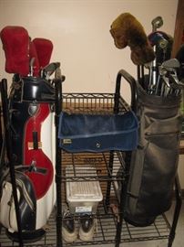 Ladies and mens golf clubs and bags