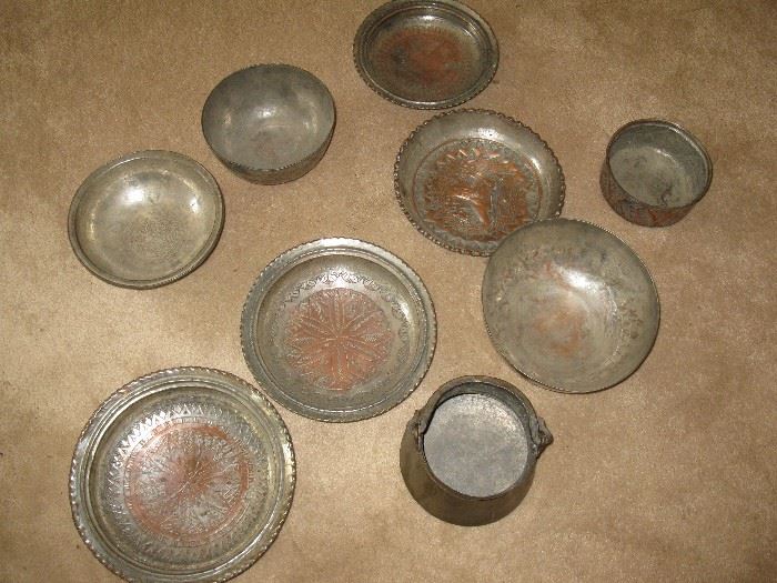 Antique copper pots