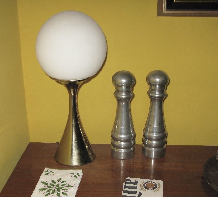 Laurel lamp and pewter S & P shakers