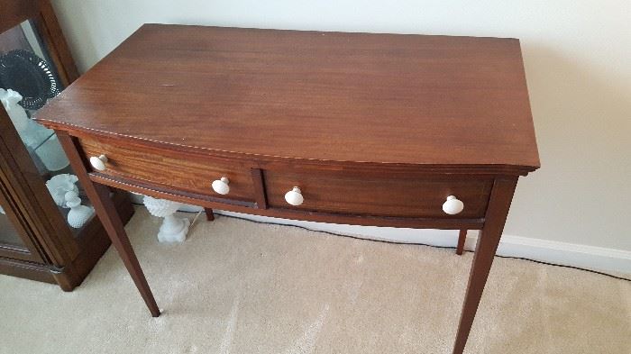 Vintage dark wood table w/2 drawers
