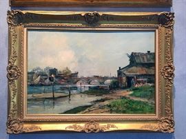 original French Impressionist oil painting by J. Deveau