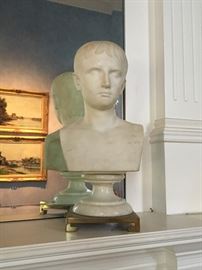  Marble bust of Caesar Augustus as a young man.         Italian Circa 1850                 