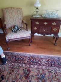 Beautiful pair of chippendale style chairs and chest