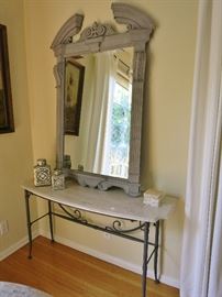 Marble Top & Iron Console Table w/ Mirror