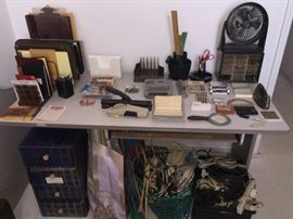 Desk and accessories. 
