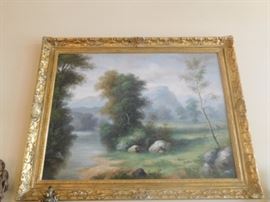 Large oil painting unknown artist 47 by 37