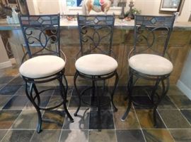 Slate and iron pub stools
