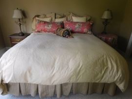King custom made bedding complete with Duvet cover and bed skirt plus Euro shams
