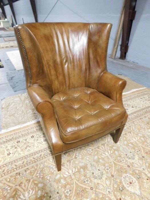 CENTURY HICKORY INC leather wing back chair