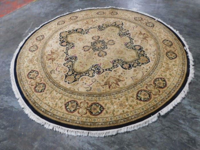 8 foot round Oriental  hand knotted rug