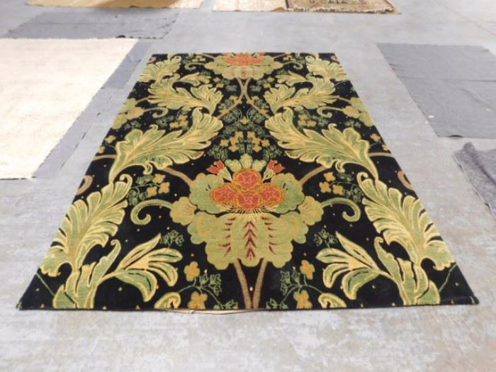 9 by 6 Tibetan hand woven Gwash black area rug