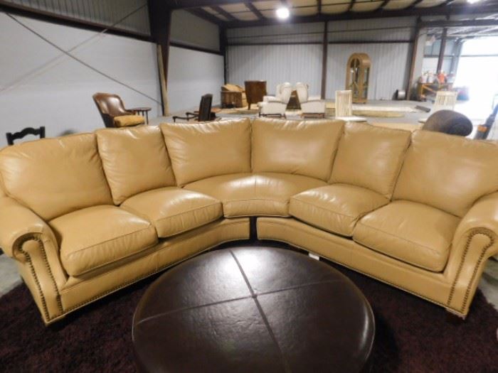 A Classic 14 foot Genuine leather sofa sectional 