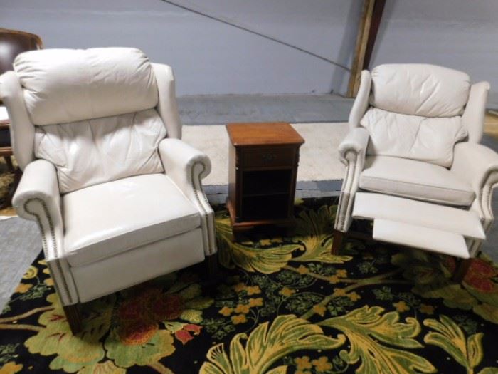 Charles Harland leather white reclining chairs