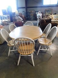 Pine kitchen  table and 6 chairs 5 foot oval