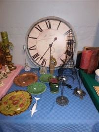 Decor wall clock, Candle holders, decorative plates 