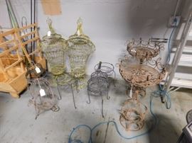 Outdoor decorative metal planters and decor