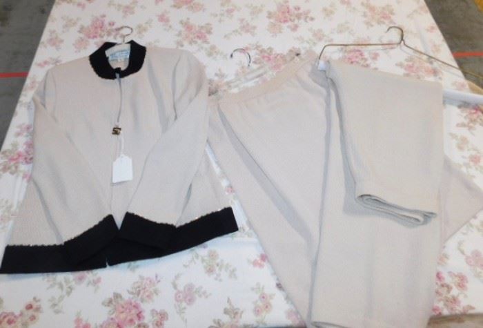 St. John's Cream and Black 3 pc suit sz 8 and 10 