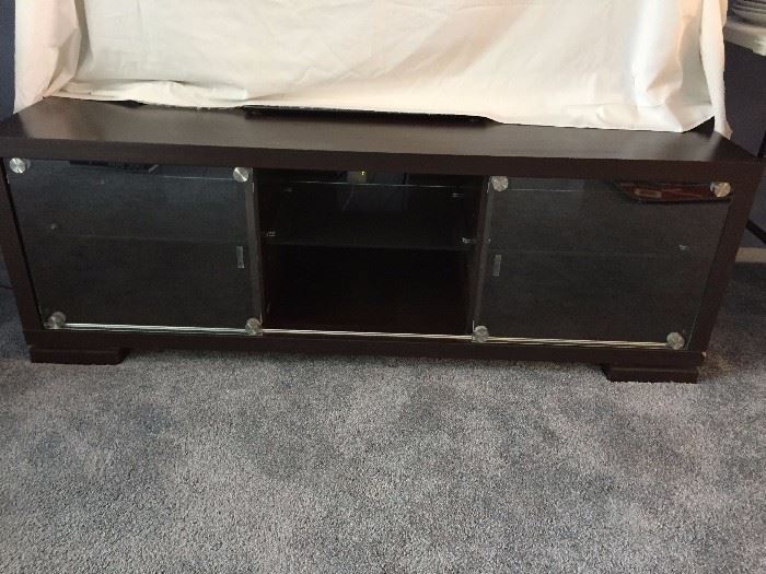 Glass front television stand