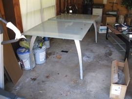 Contemporary - Approx 8' 2-part glass table top table 