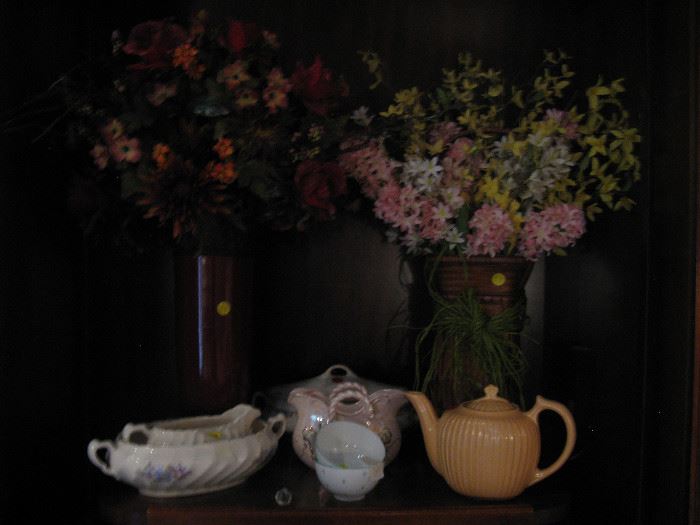 Vintage tea pot and bone china tea cups and saucers