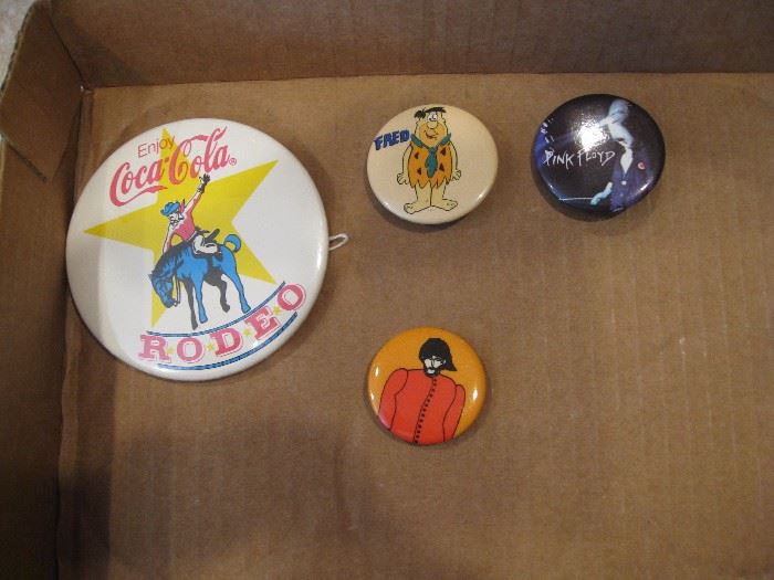 Coca-Cola, Pink Floyd, Fred Flintstone etc pins