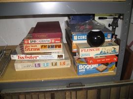 Spirograph, The last Straw, Twister, Life, Flinch, Boggle, etc games