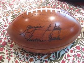 Wood football with stand