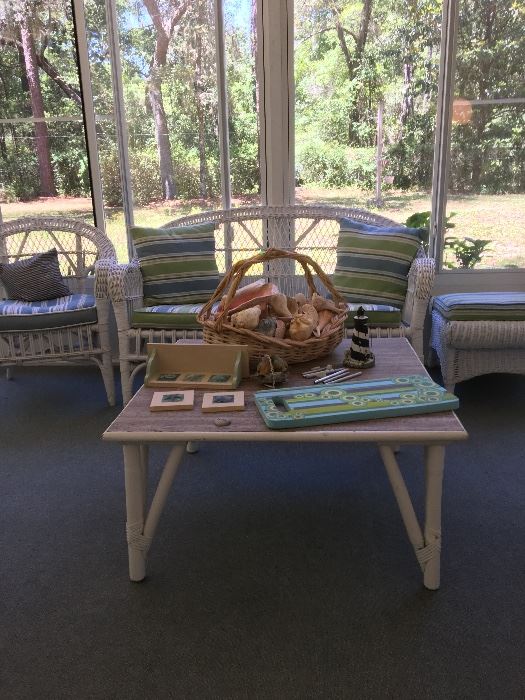 Wicker patio set and table