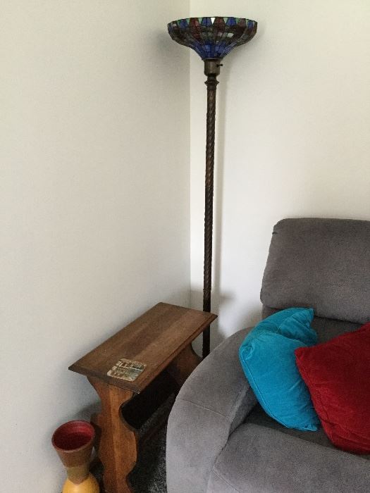 side table and torchier lamp