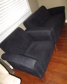 Nice clean black sofa and arm chair
