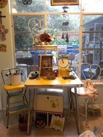 VINTAGE KITCHEN WARE...VINTAGE TABLE AND CHAIRS