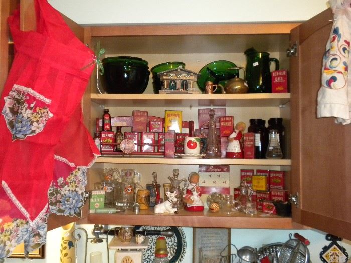 VINTAGE KITCHEN SPICES,AND  GLASSWARE