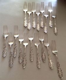 Gorham Sterling Silver 8 dinner forks, 10 salad forks