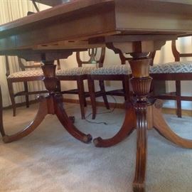 Mahagony Double Pedistal Dining Table & 6 Chairs Northern Furniture Company