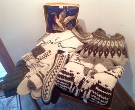 Icelandic Wool Sweater, Socks & Slippers. Cowichan Wool Sweater.
