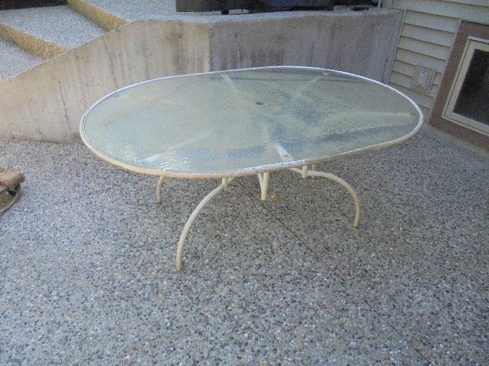 Vintage glass top patio table