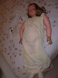 36" Vintage Patty Play Pal Doll in need of some repair. Arms detached and loose neck. Original dress in the upper left of pic.