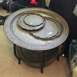 Table with Brass shelves and trays