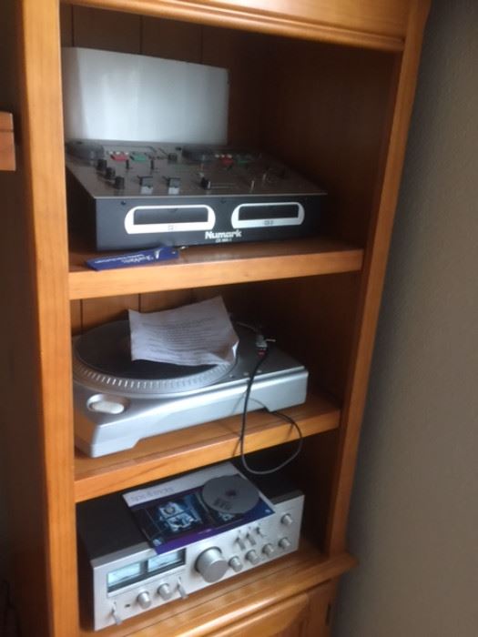 Professional sound equipment and Custom made entertainment center, Mixer, turntable, power supply, and more
