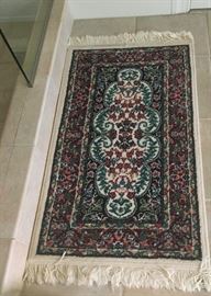 3'3x1'10 matching hand knotted wool carpet, both in pristine condition!