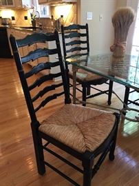 Ladder Back side chairs with black distressed finish by Europeon Traditions