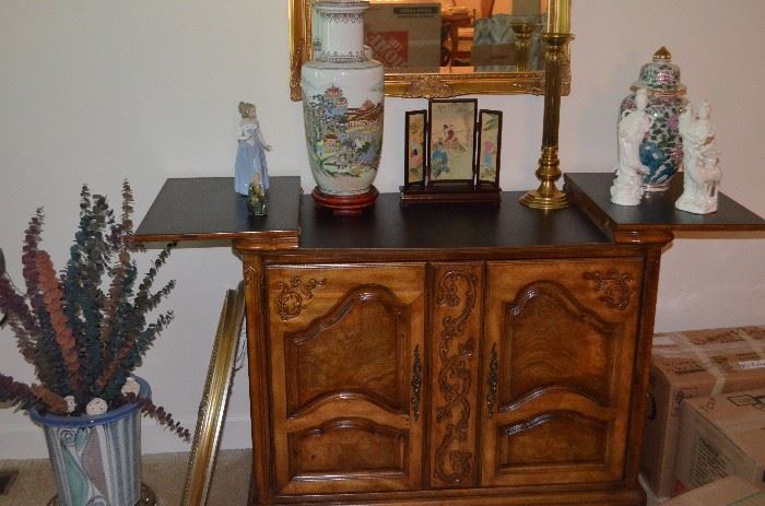 Vintage Buffet Cabinet with Double Doors and Fold Out Top for Awesome Display Possibilities