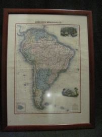 Framed map of South America