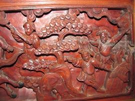 Chinese carved wood panel