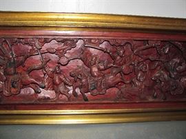 Chinese carved wood panel