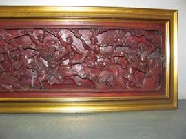 Chinese carved wood panel